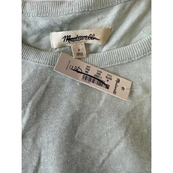 Madewell Contrast Bib Casual Crop Everyday Stretch Tee Iced Mint NWT M - Picture 8 of 8